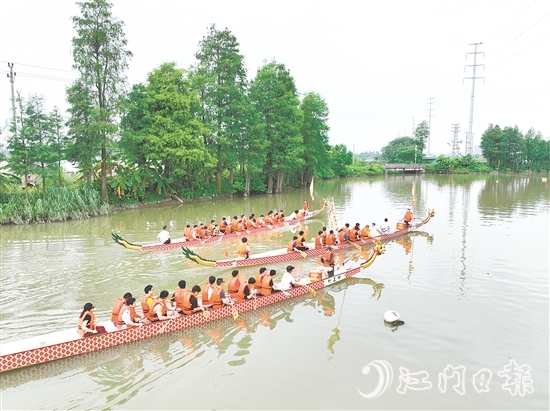 江海區(qū)組織新市民參加龍舟體驗活動。
