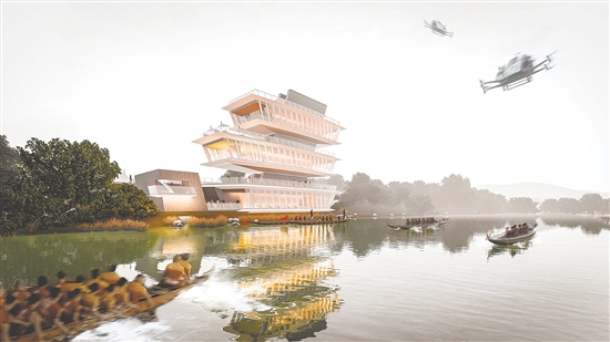 古勞“云龍競渡”科技文旅中心項目效果圖。