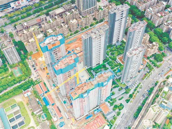 江門保利瑯悅項目二標(biāo)段共4棟高層住宅主體結(jié)構(gòu)封頂。